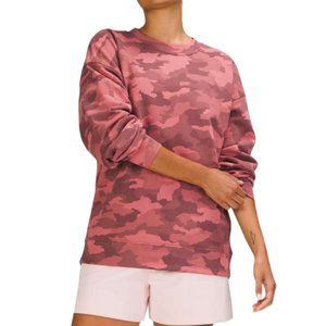 LULULEMON Perfectly Oversized Sweatshirt Crew Neck Camo Print PInk Gray XL